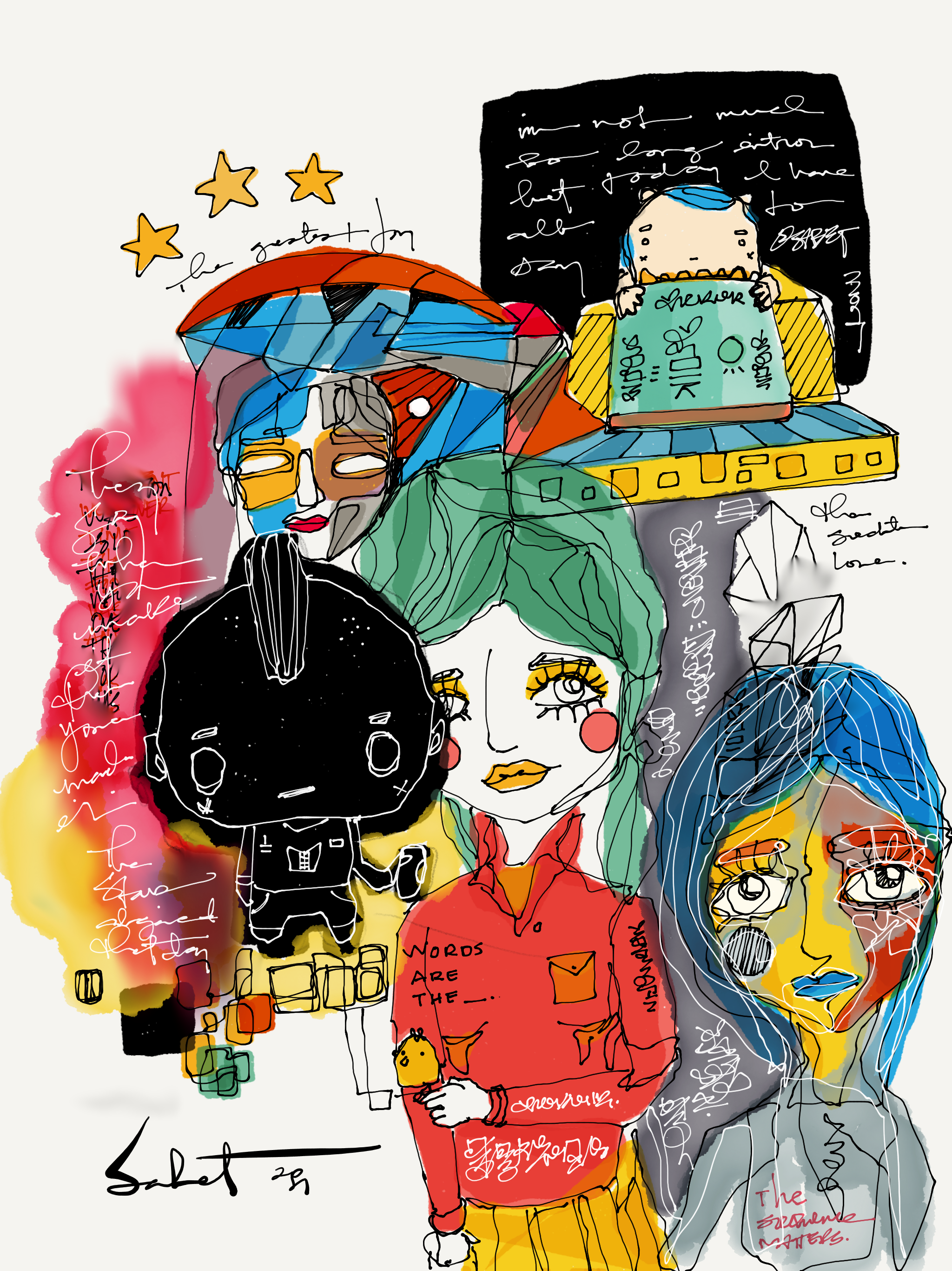 The Word - Mixed Media Original 2017 Sabet