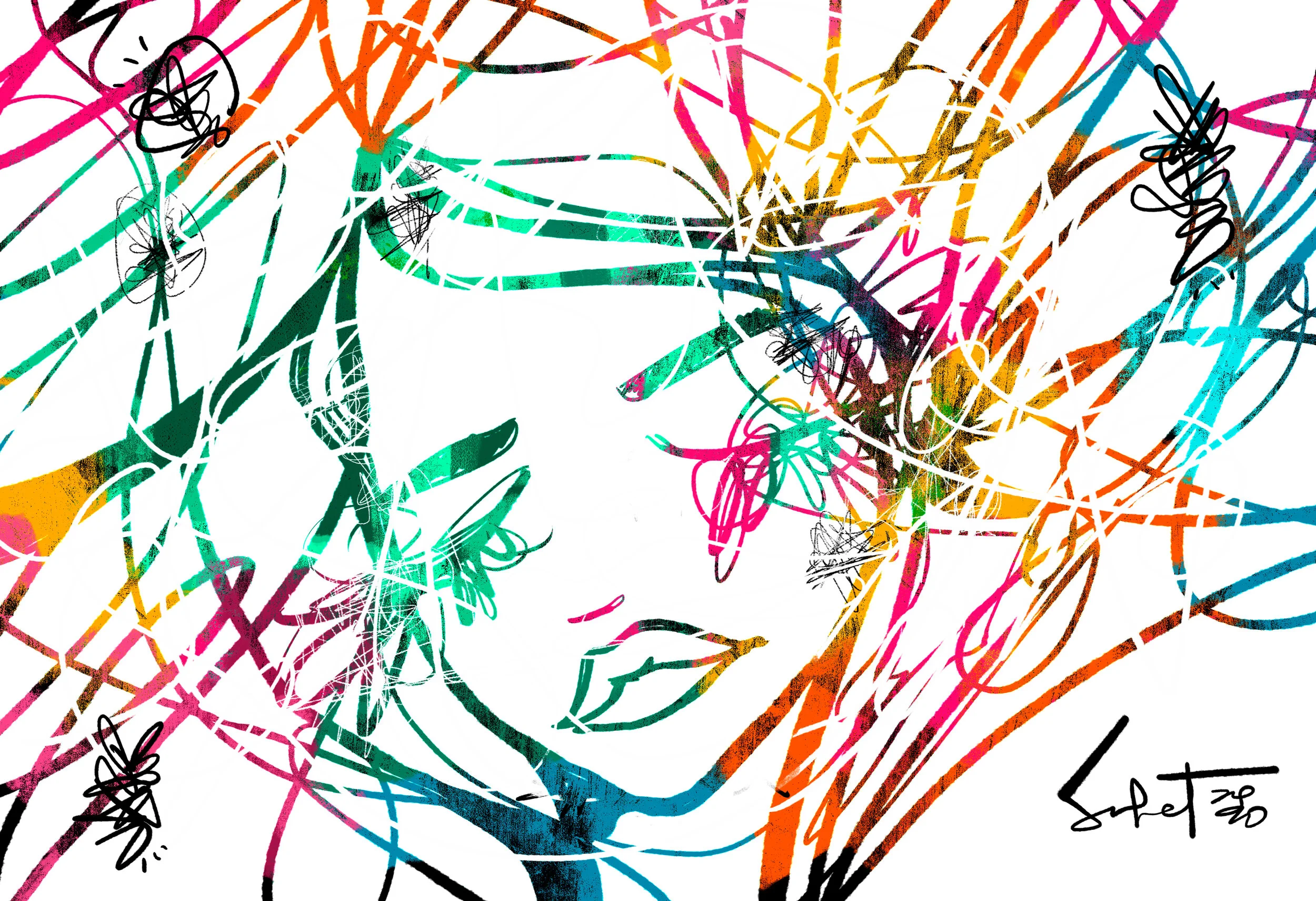 Rainbow Bright 2020 Sabet - 13" x 19" Limited Edition Hand Embelished Gicleè Signed by Sabet 2020