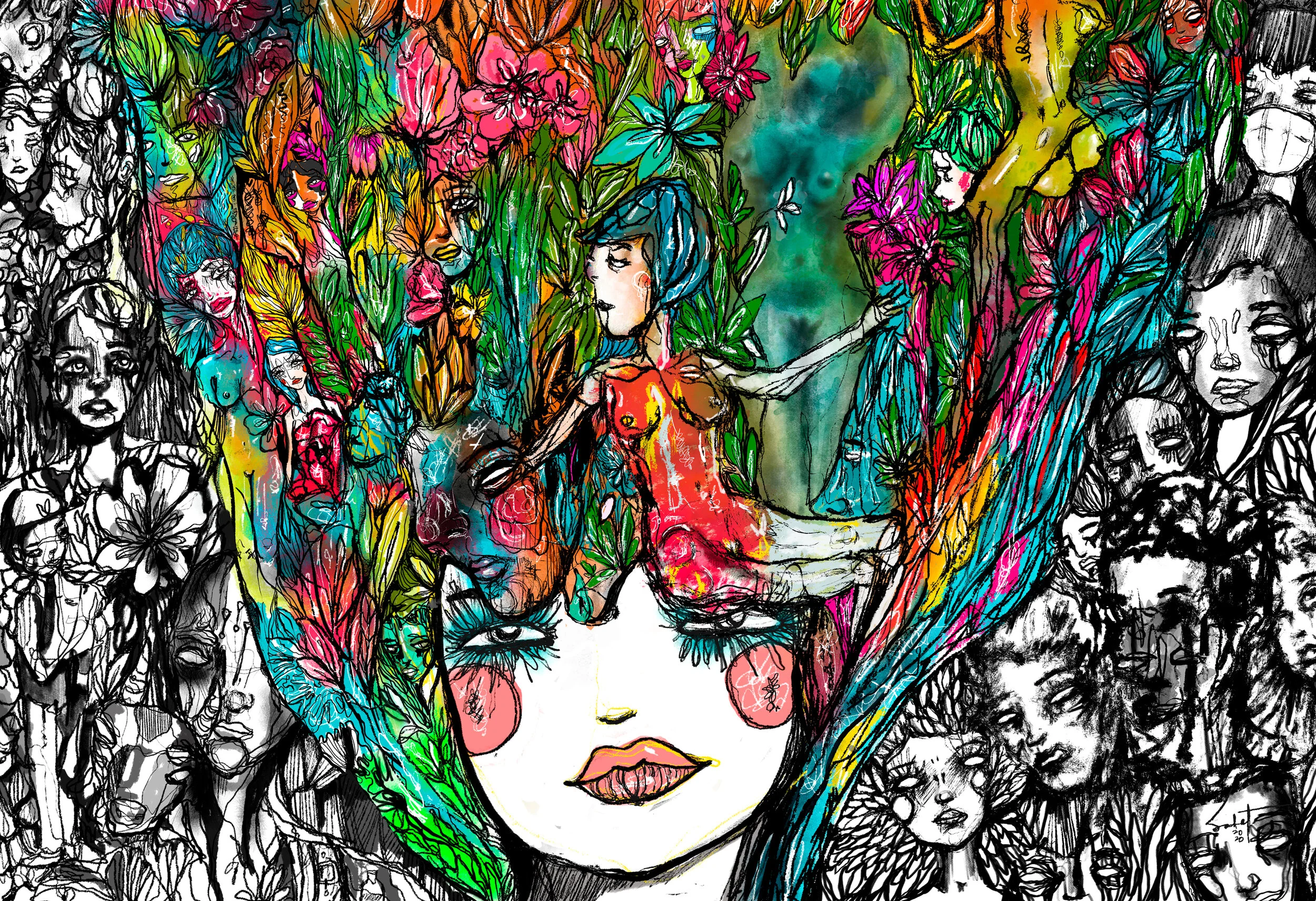 Fly Girl 2020 Sabet - 13" x 19" Limited Edition Hand Embelished Gicleè Signed by Sabet 2020