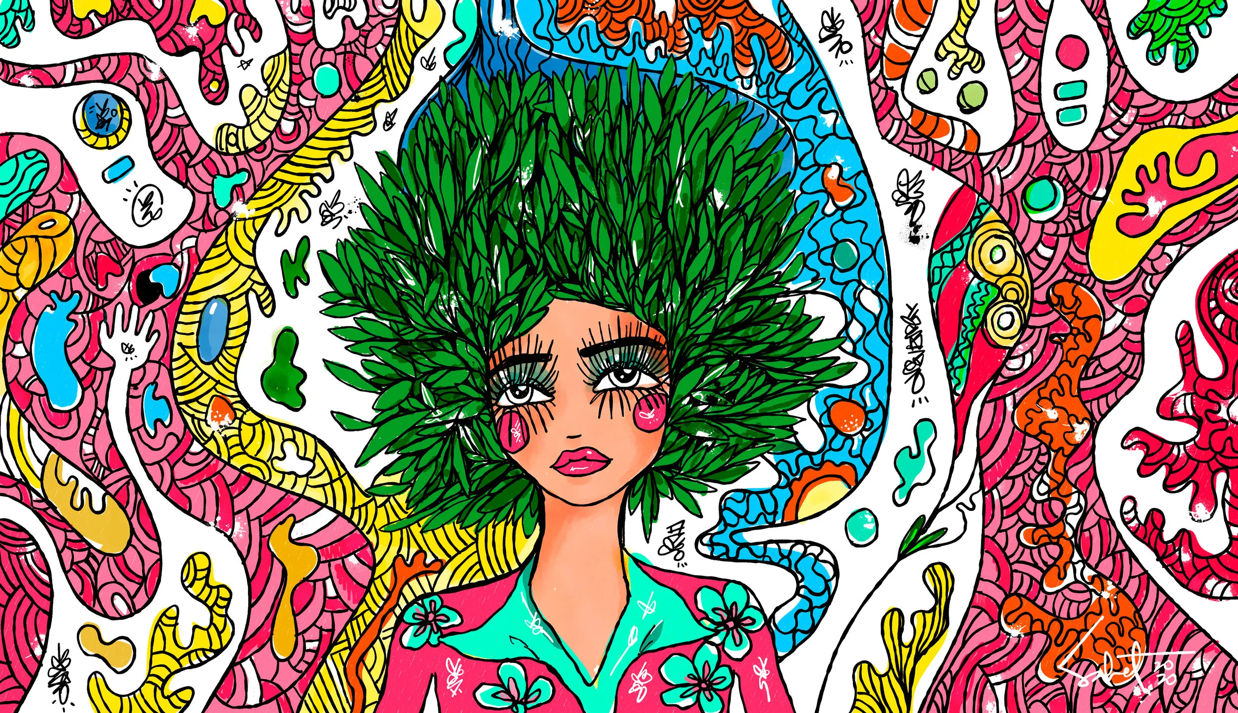 Love nature  2020 Sabet - 13" x 19" Limited Edition Hand Embelished Gicleè Signed by Sabet 2020