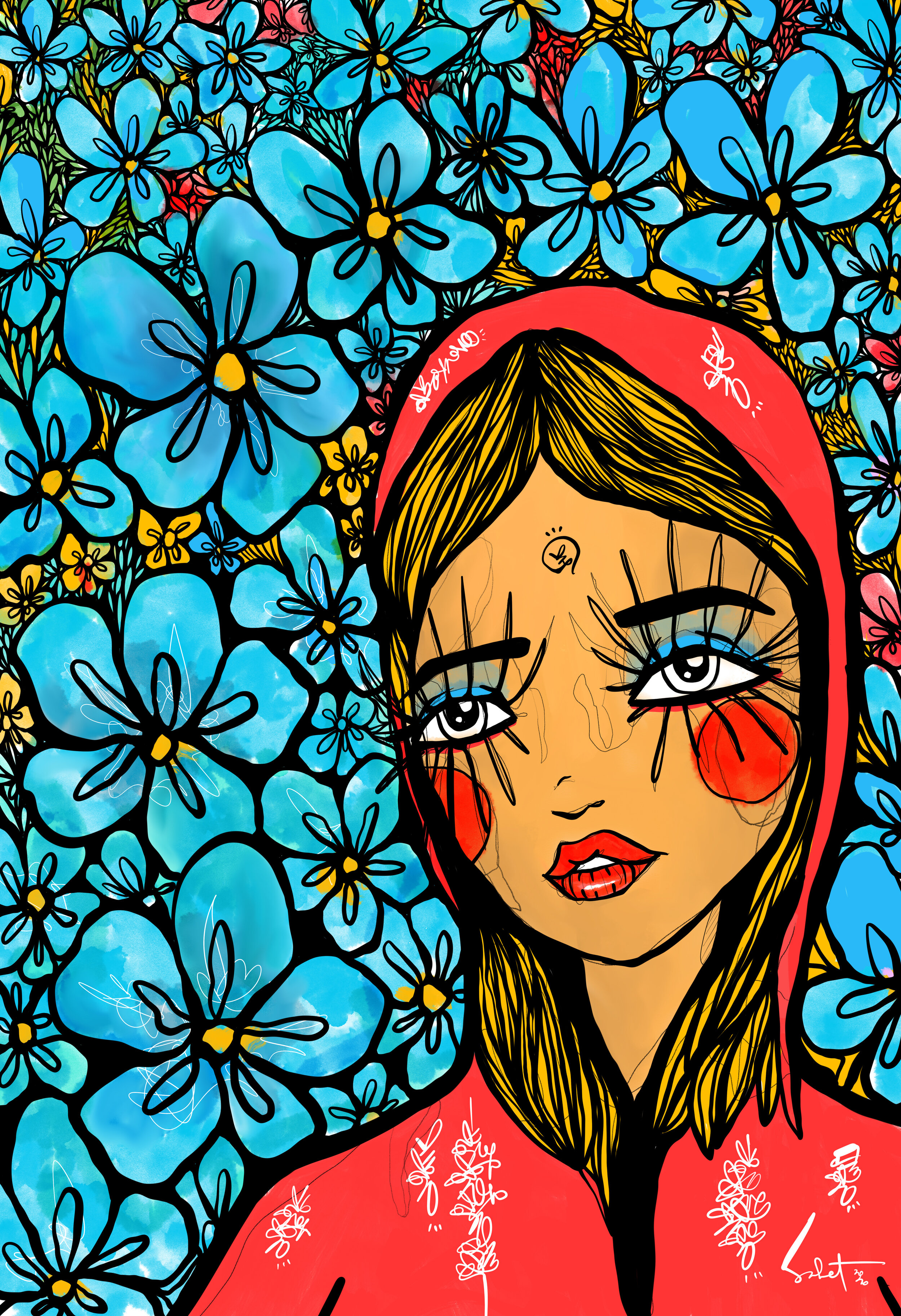 Red 2020 Sabet - 13" x 19" Limited Edition Hand Embelished Gicleè Signed by Sabet 2020