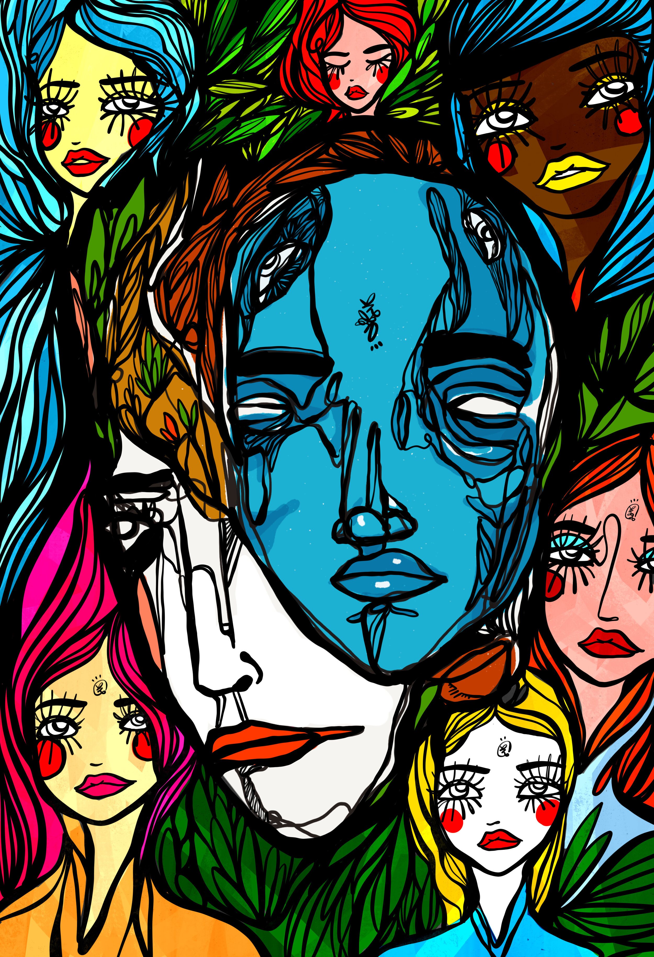 Blue Lagoon 2020 Sabet -  13" x 19" Limited Edition Hand Embelished Gicleè Signed by Sabet 2020