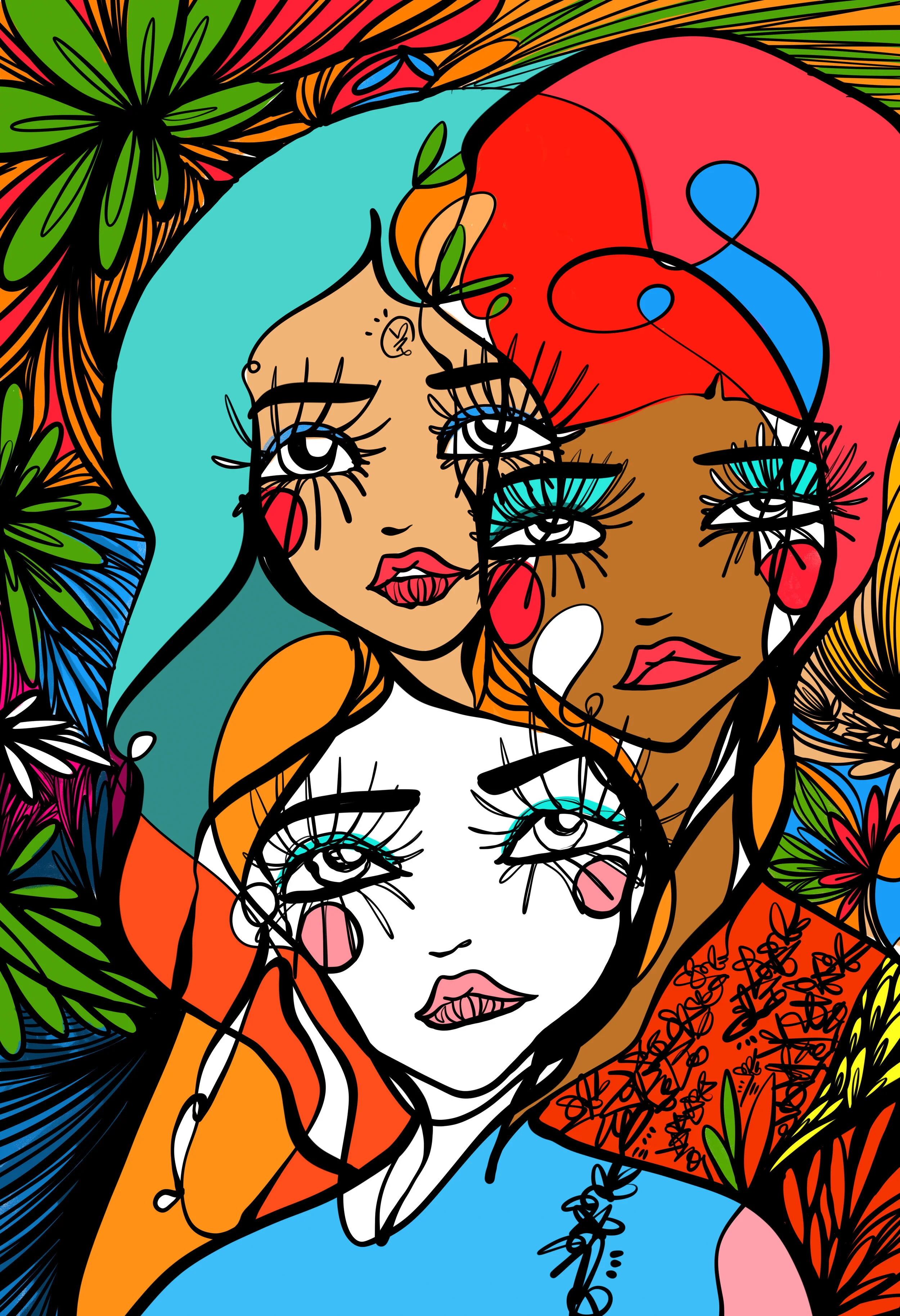 Three Hearts 2020 Sabet - 13" x 19" Limited Edition Hand Embelished Gicleè Signed by Sabet 2020