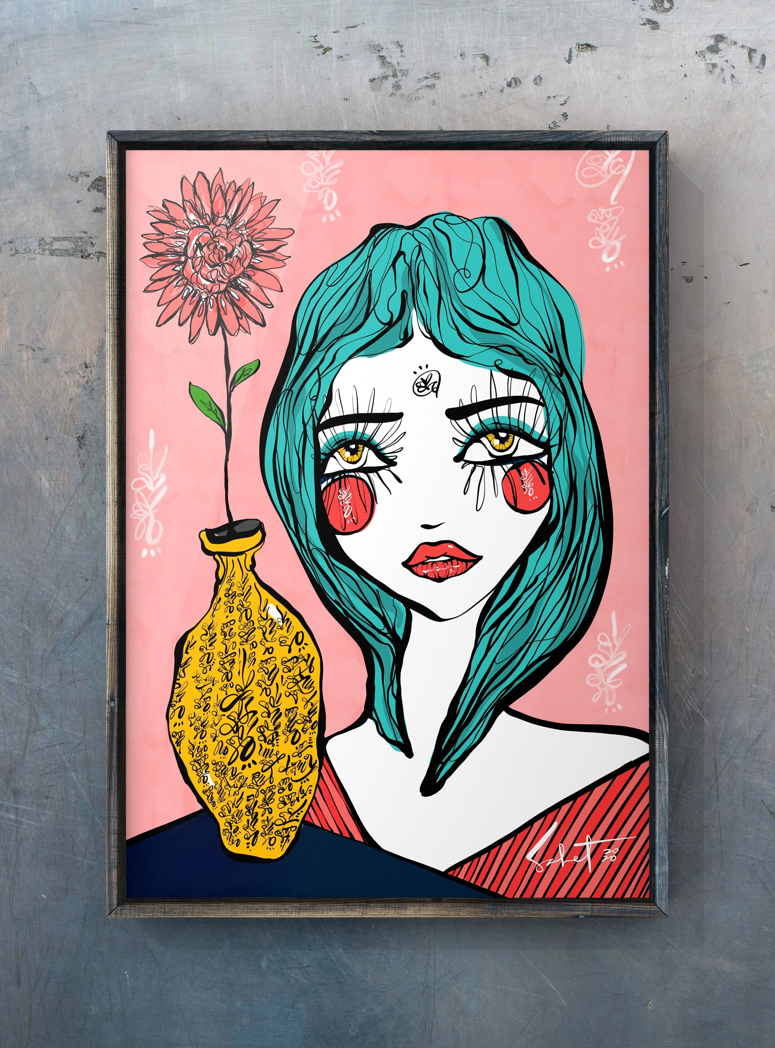 Newsha - Deep Blue 2021 Sabet - 13" x 19" Limited Edition Hand Embelished Gicleè Signed by Sabet 2020