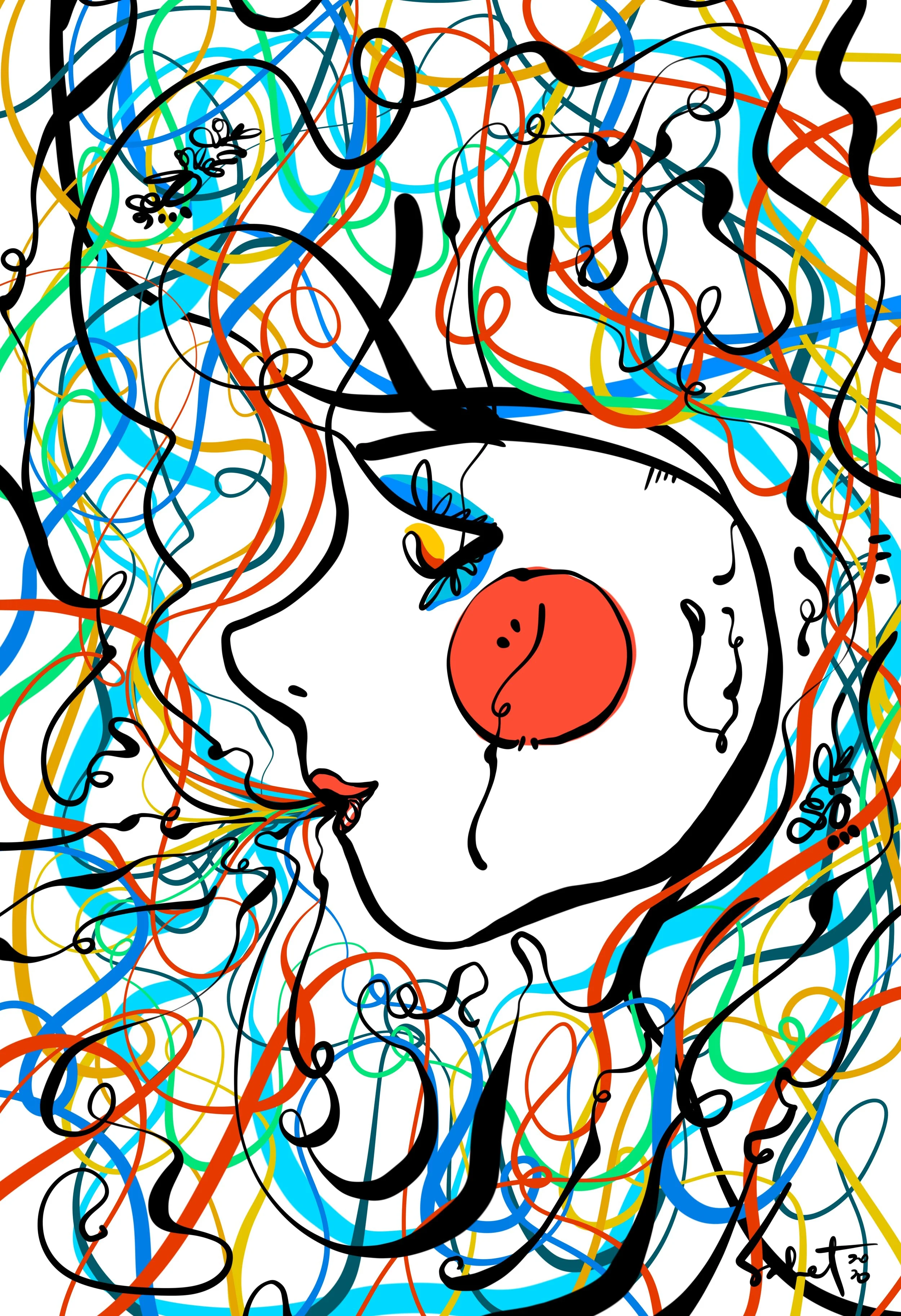 Wind Bender - 2021 Sabet - 13" x 19" Limited Edition Hand Embelished Gicleè Signed by Sabet 2020