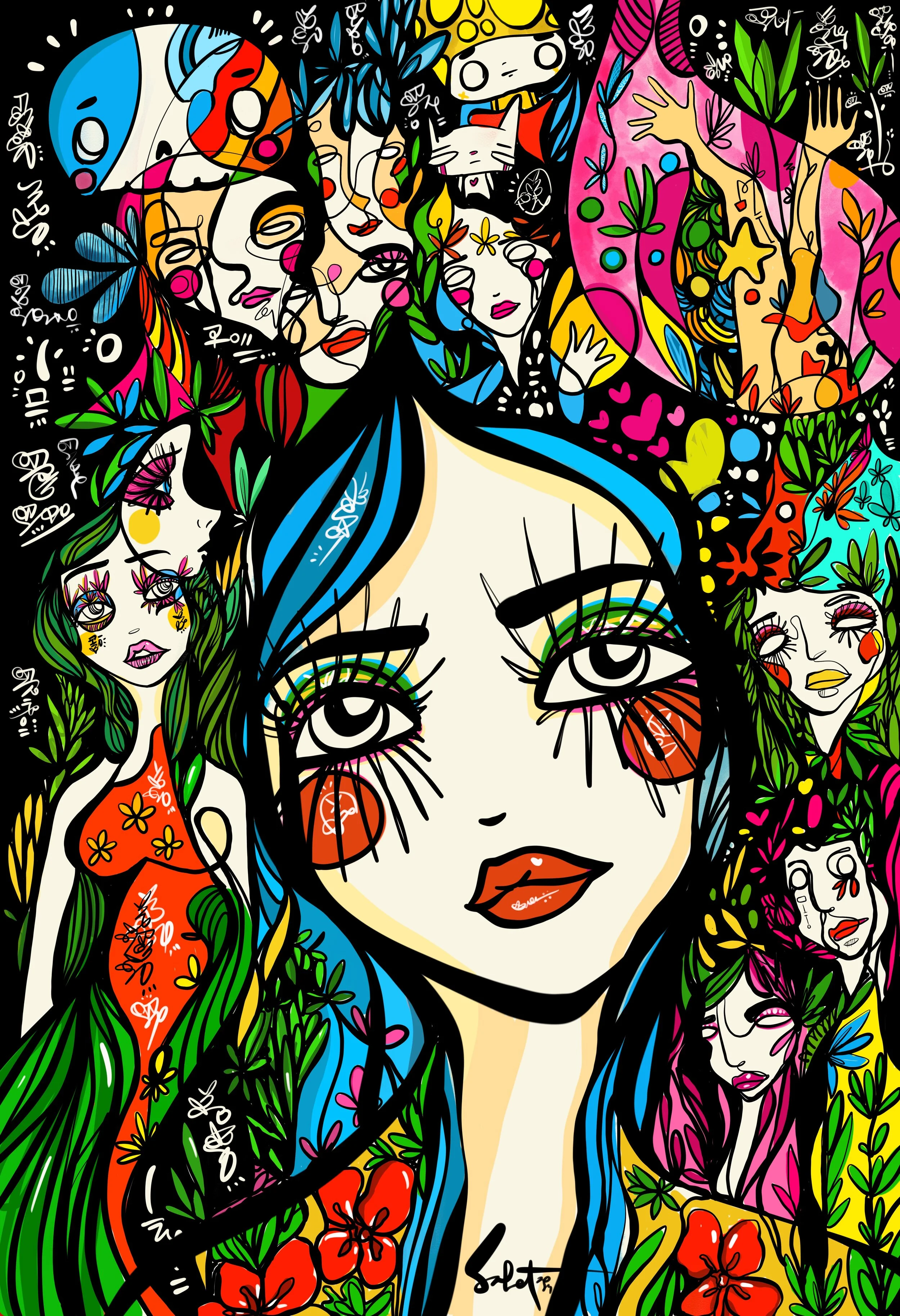 Tokyo girl 2021 Sabet - 13" x 19" Limited Edition Hand Embelished Gicleè Signed by Sabet 2020