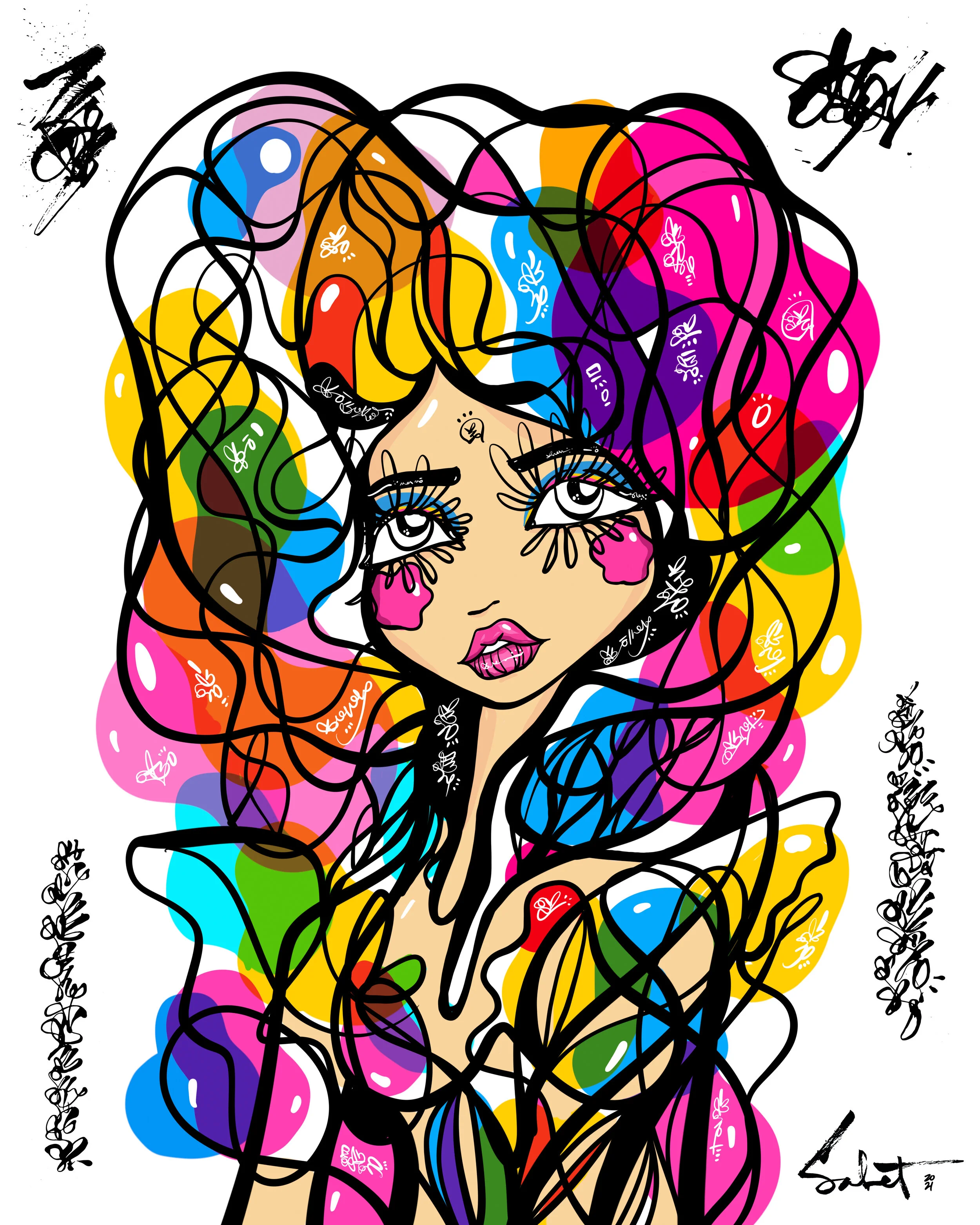 Love, Pride &amp; Joy 2021 Sabet - 13" x 19" Limited Edition Hand Embellished Print Signed by Sabet 2021 (Copy)