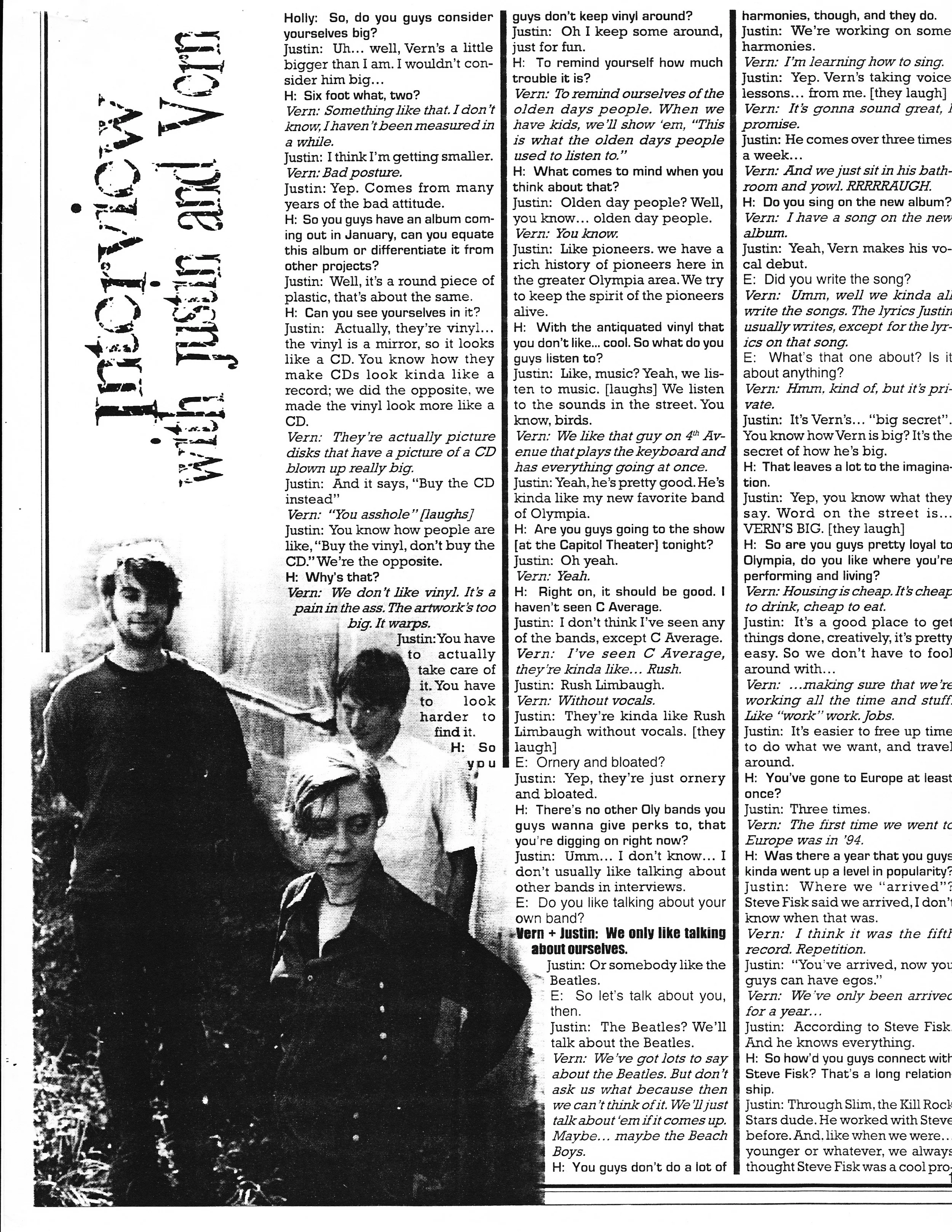 Axis Music & Media Dispatch Jan 1998 Interview with Justin and Vern. p.2