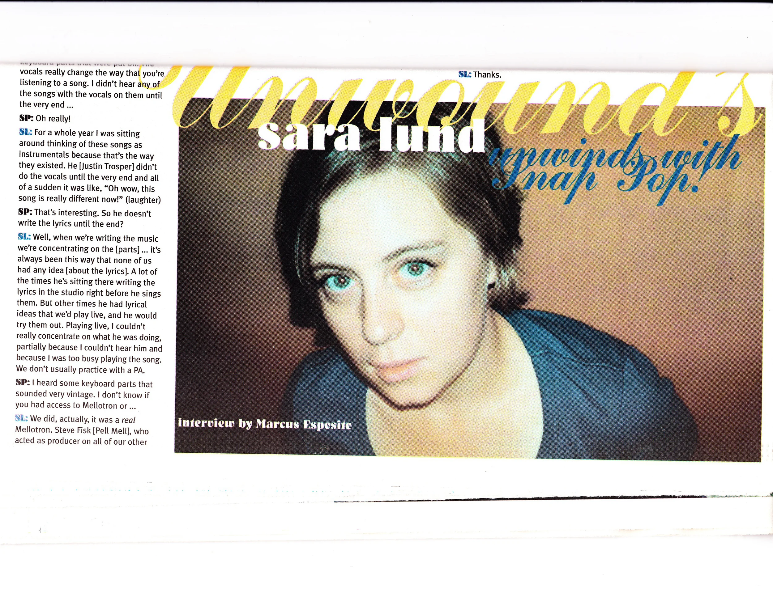 Snap Pop! Sept/Oct 2001 interview with Sara Lund p.2