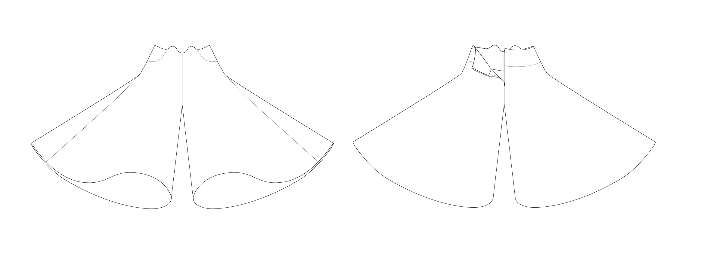 technical drawing of moth pant, wide leg mint shantung pants with golden silk lining #graduatecollection #fashiondesign #fashiondesignstudent #outfit