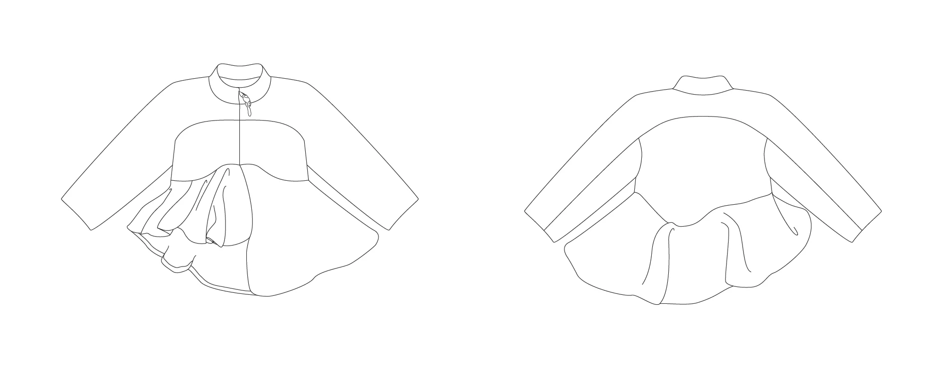 technical drawing for asymmetric faux fur jacket #graduatecollection #fashiondesign #fashiondesignstudent