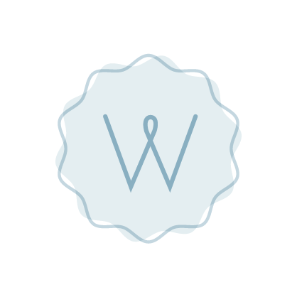 Simple logo with a stylized letter W inside a scalloped circle shape.