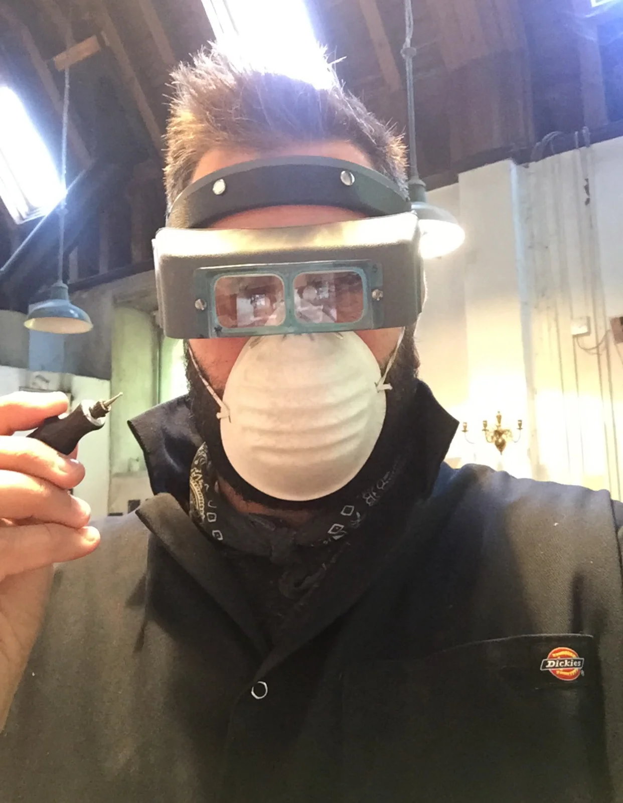 Self-portrait of a would-be glass engraver…or horror movie baddie.