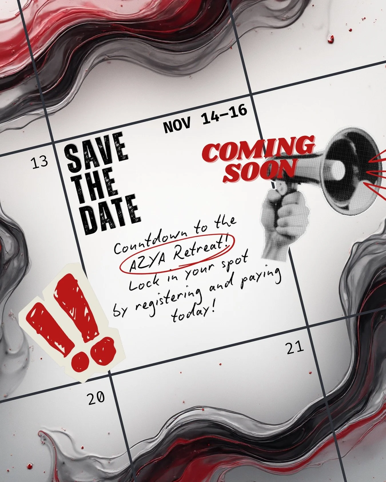 🔥 AZYA Retreat // Nov 14&ndash;16 🔥
Don&rsquo;t wait! ‼️Register + Pay by Nov 4 at 3PM to lock your spot! You won&rsquo;t want to miss this weekend 🙌 

#AZYA #RetreatWeekend #azyoungadults #azyoungadultministries #ministry #retreat #churchcamp #ch