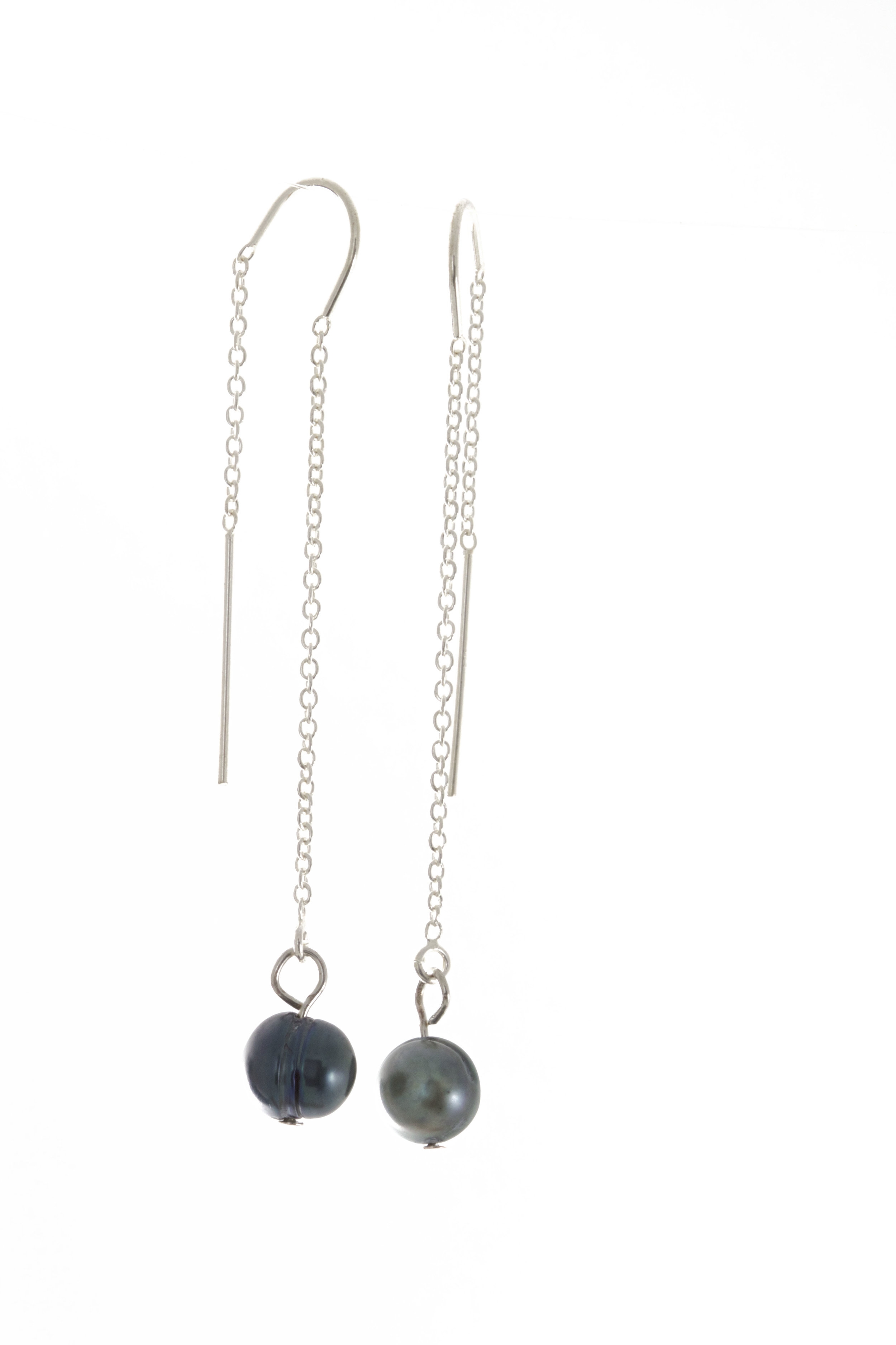 Blue baroque pearl earrings sterling silver ear wires.