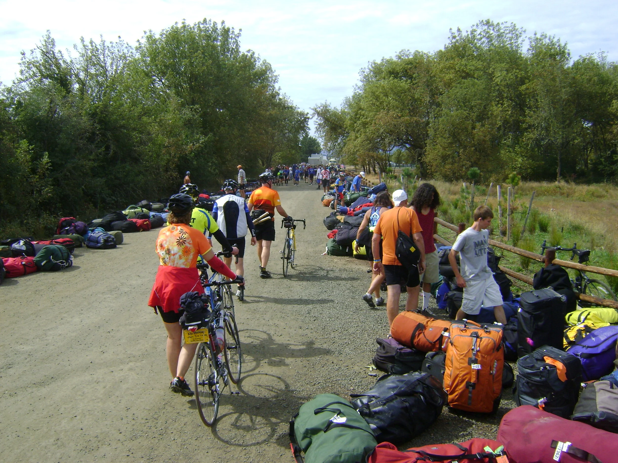  Bag drop at the end of Cycle Oregon in Sutherlin, Oregon 