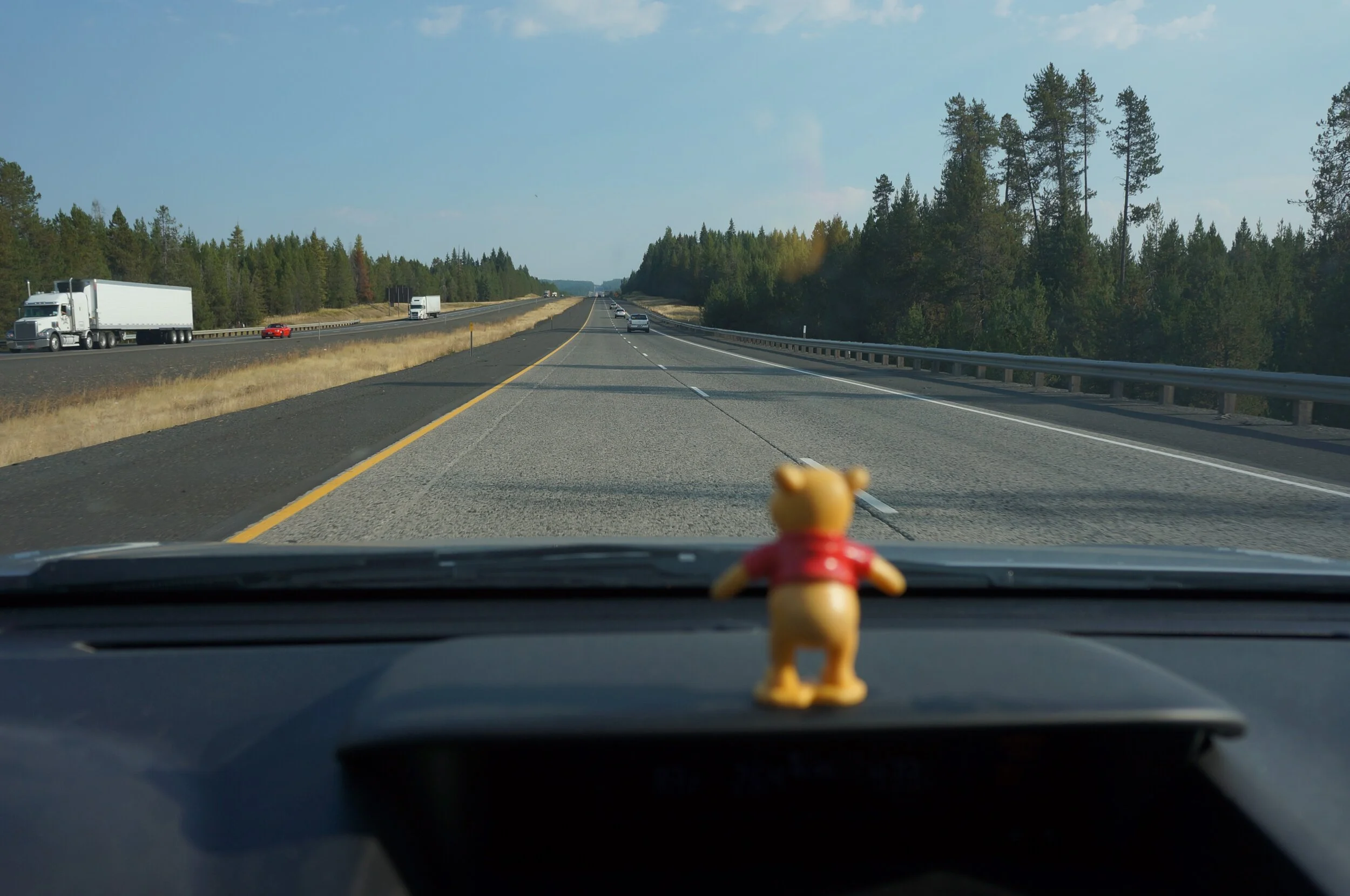  Pooh Bear rolling down I-84 to Cycle Oregon. 