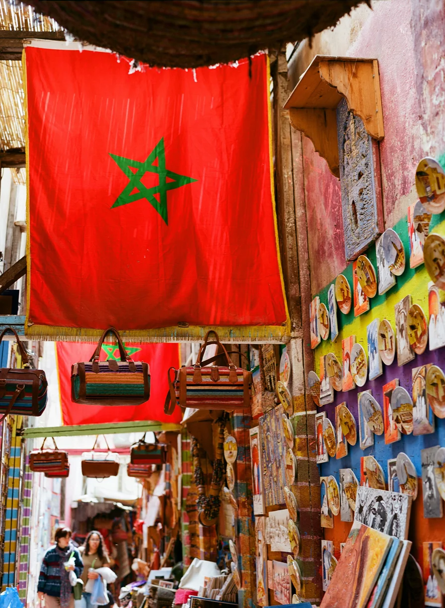 Large Morocco Flag in Medina_Painted Plates Hung on Wall_web.jpg