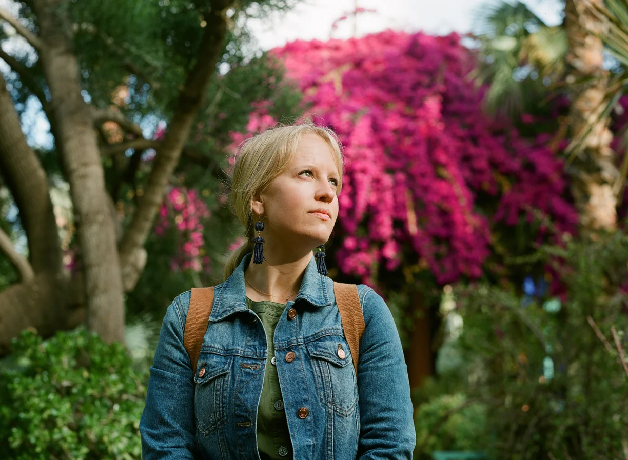 Allison Looking Up with Bougainvilleas at Jardin Majorelle_web.jpg