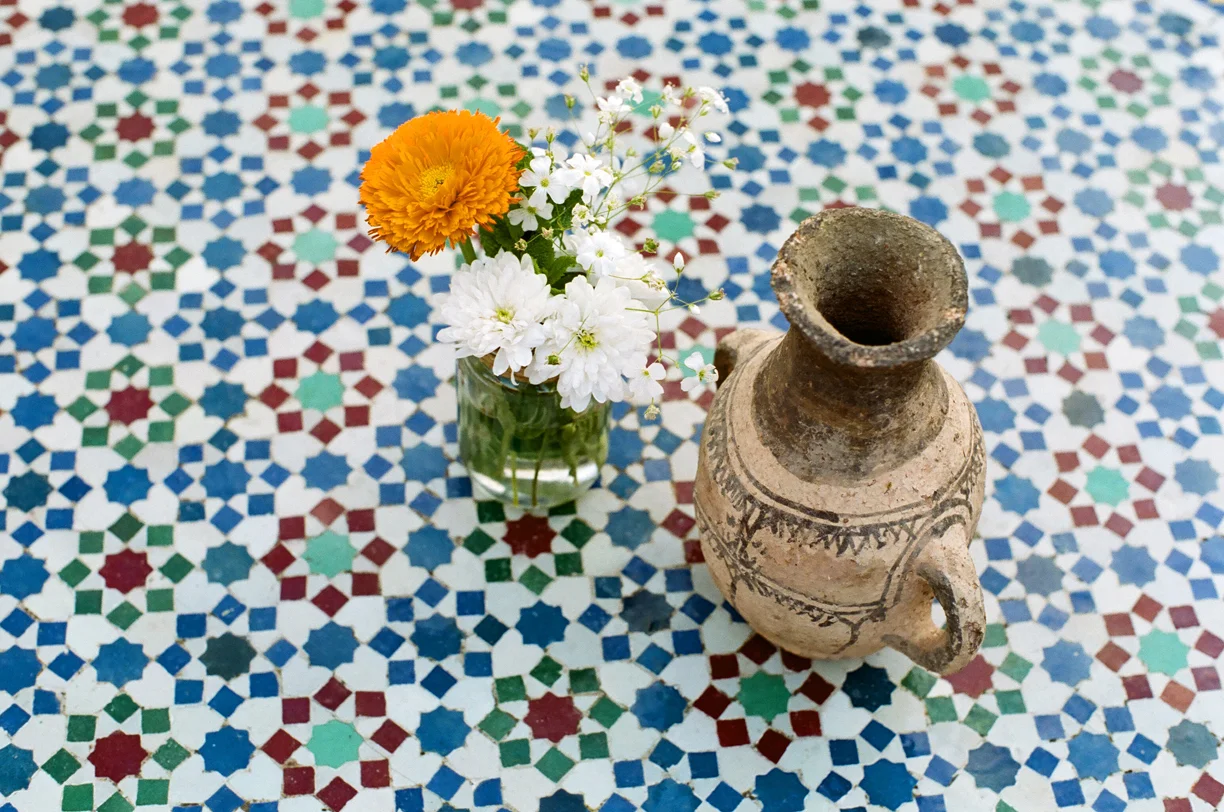 Tile Table with Flower and Clay Pot_Riad Jardin Still Life_web.jpg