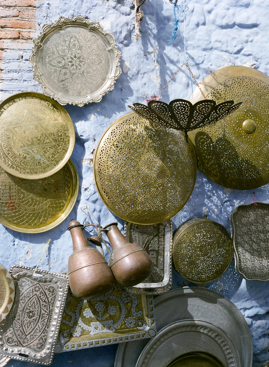 Metal and Copper Pans and Trays Displayed on Wall_Chefchaouen_web.jpg