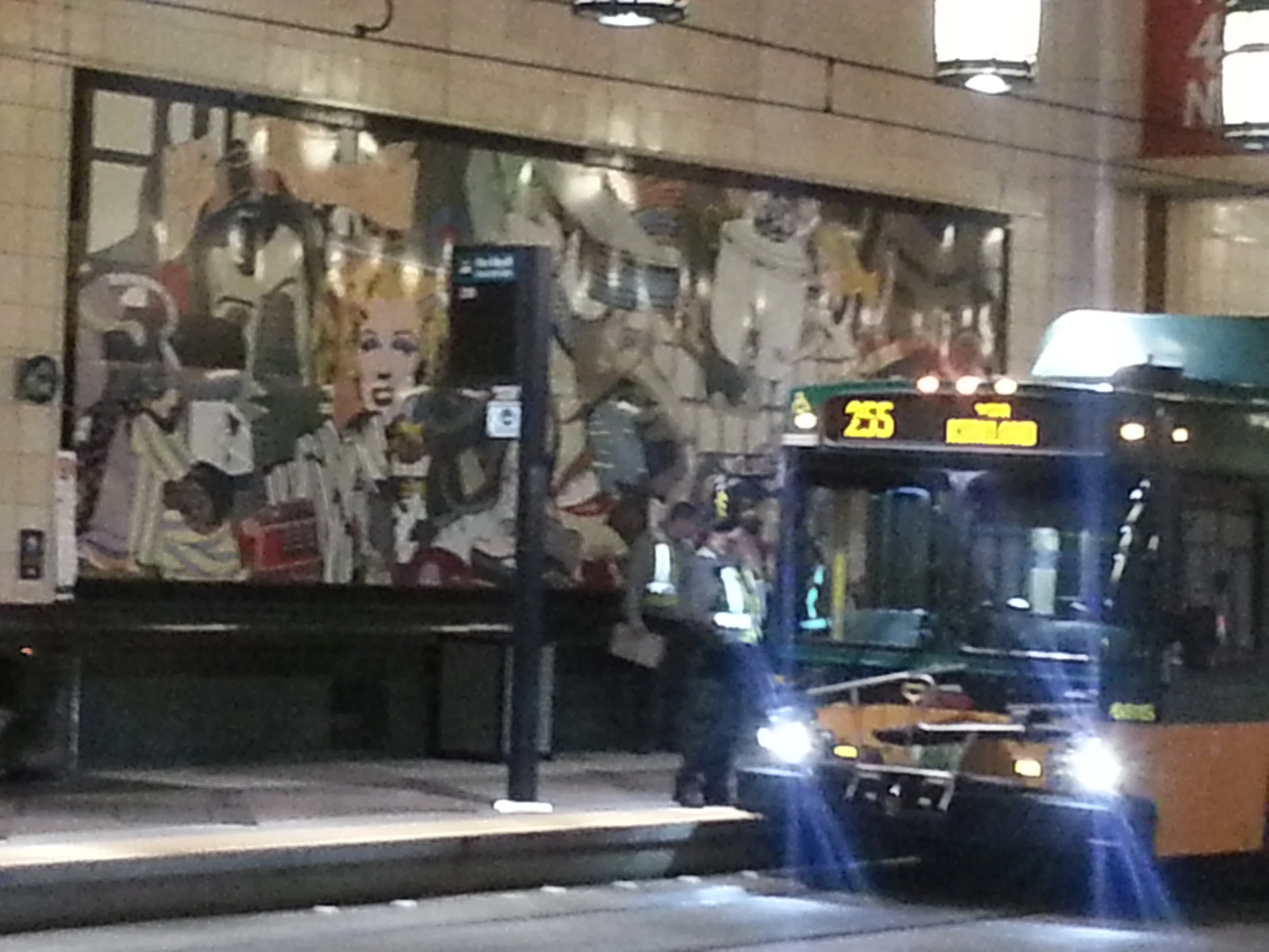 Westlake Station in downtown Seattle serves both the light rail line and bus lines creating a vibrant, and colorful transit hub.