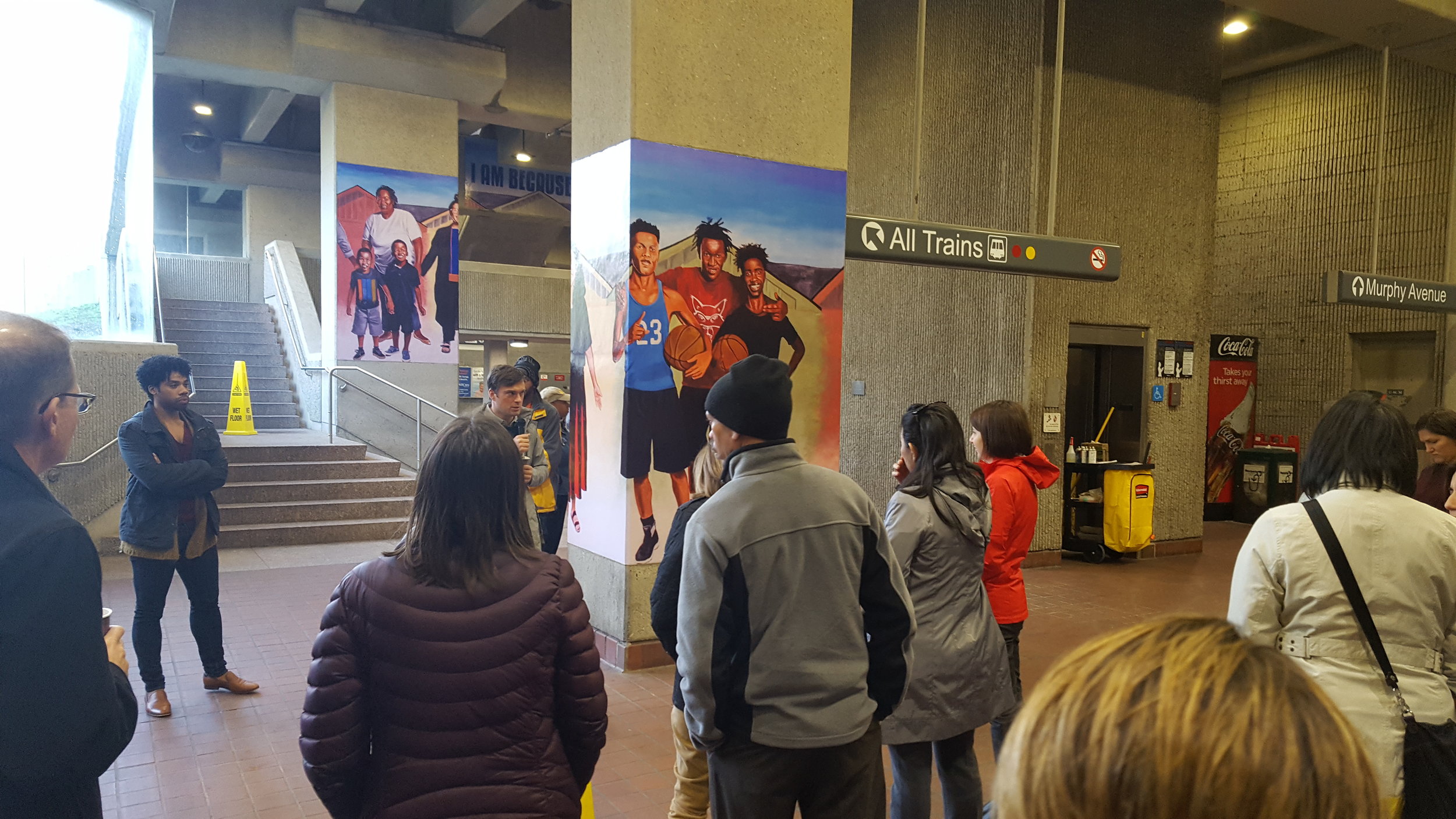 Members of the Transformation Alliance in Atlanta, GA show SPARCC partners their vision for transforming MARTA stations into active, art-filled community spaces. (Photo: MZimmerman, 2017)