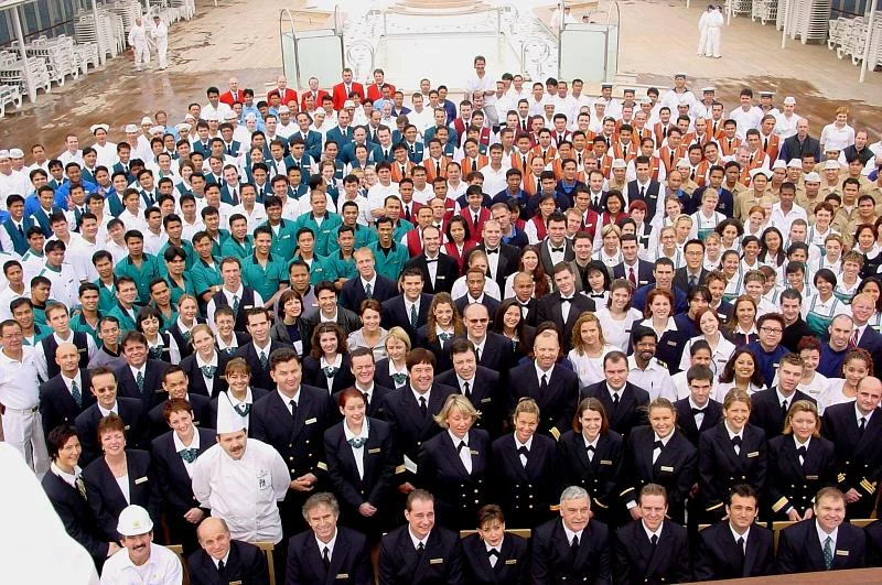 A lot of people work on a cruise ship