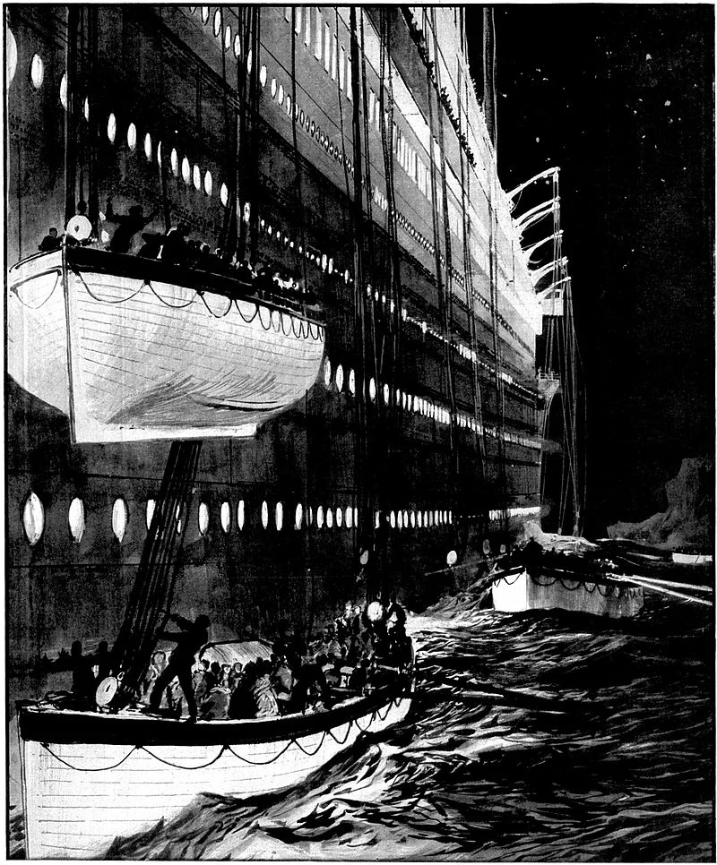 The Titanic lowers its lifeboats