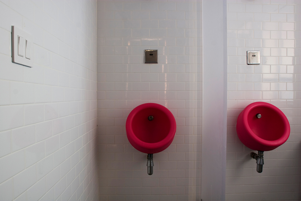 Pink urinals.