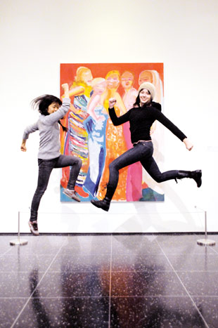  TheHappyCorp consulted with the Museum of Modern Art in December on an art jump, where guests bounced up and down in front of various works.  Photo: Amanda Burns 