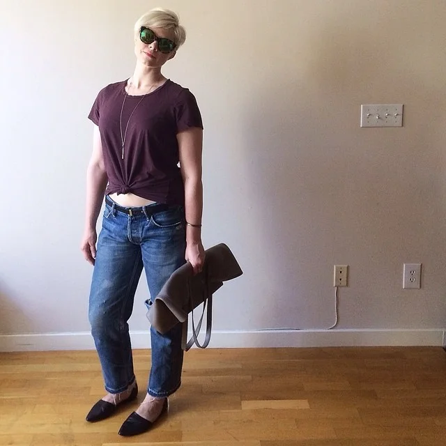 Lazy weekend dressing. My favorite #chimala jeans, lots of @everlane , @vince Nina flats, accessory from @luvaj and @clubmonaco, plus the easiest lipstick from @lipstickqueenofficial. #sfblogger #wiw #ootd