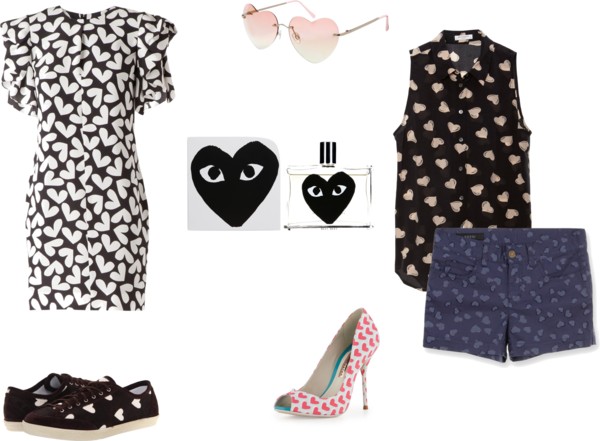 You be the rhythm and I&rsquo;ll be the beat by dresigner featuring equipment shirtsYves Saint Laurent black white dress / Equipment shirt / Gucci print shorts, $765 / Burberry lace up shoes / Sophia Webster peep toe shoes / ASOS heart shaped sungla…