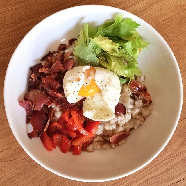 I&rsquo;ve been experimenting with savory oatmeal in the kitchen. This was a pretty good one. #sfblogger #instafood