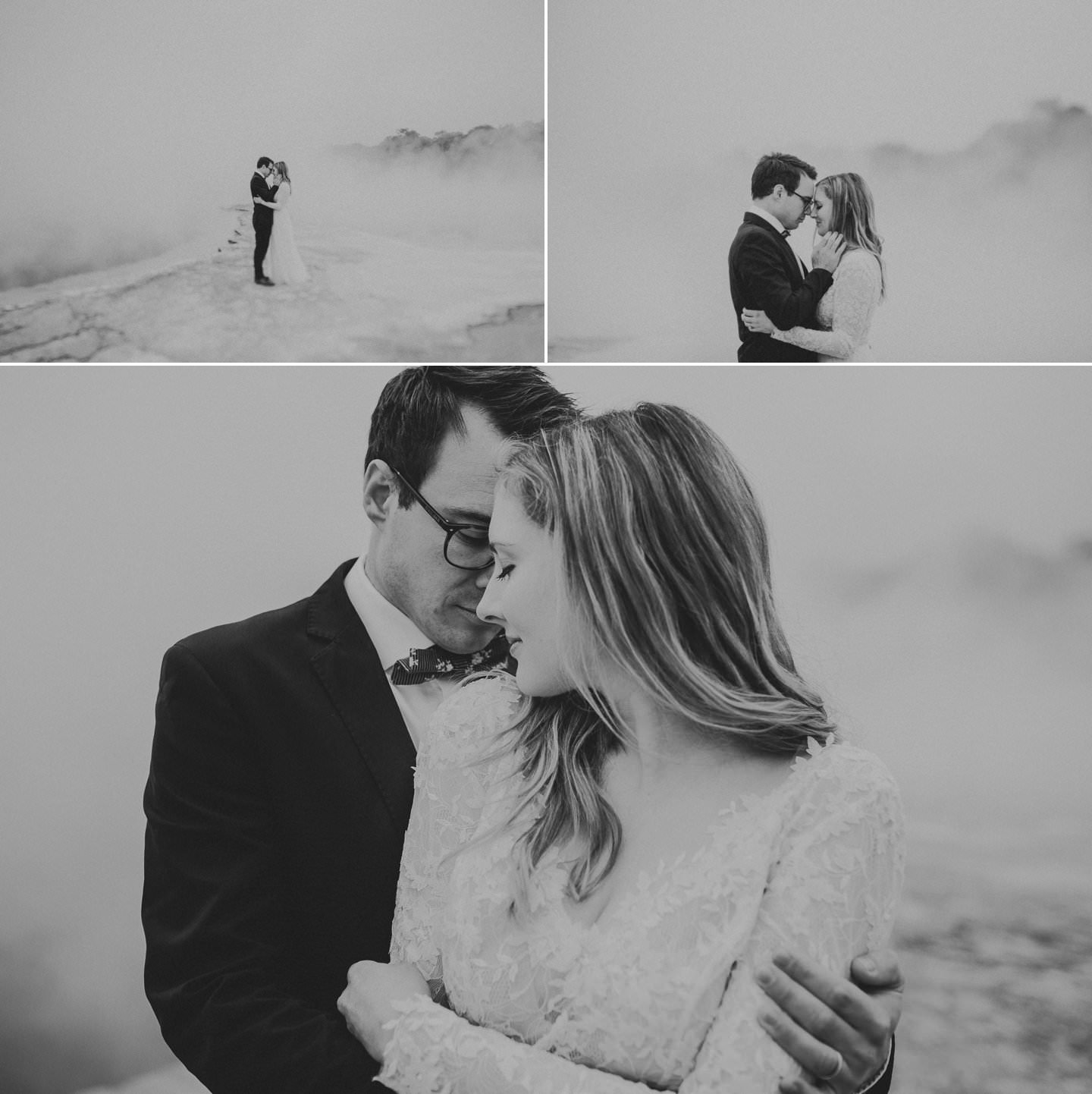 Romantic wedding photos by hot pools