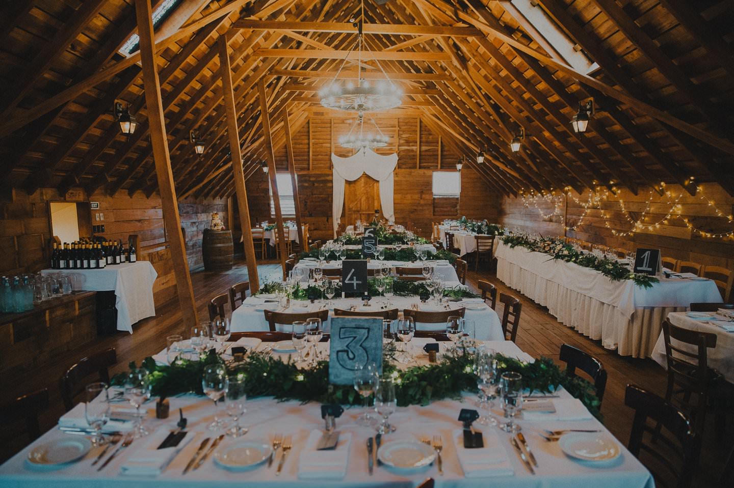 Wedding reception set up at Tarureka Estate
