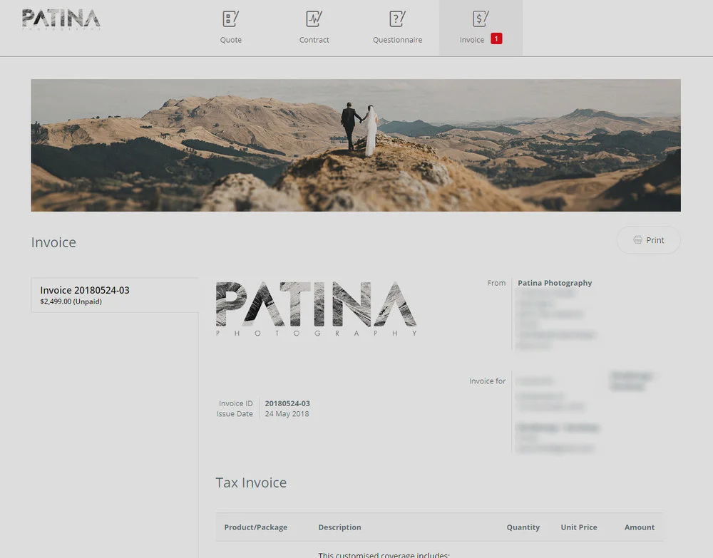 We use Studio Ninja which does a lot of the invoice work for us.