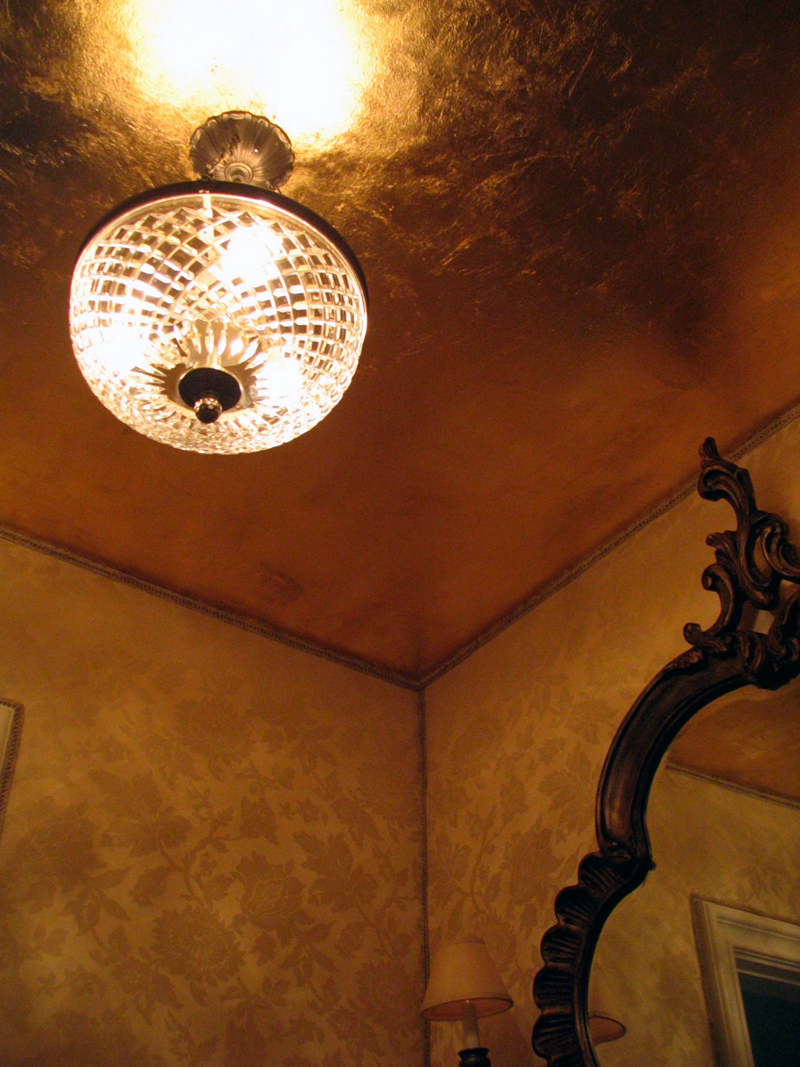 Gold Gilded Powder Room Ceiling