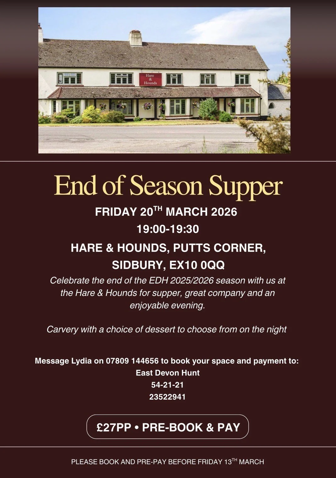 END OF SEASON SUPPER