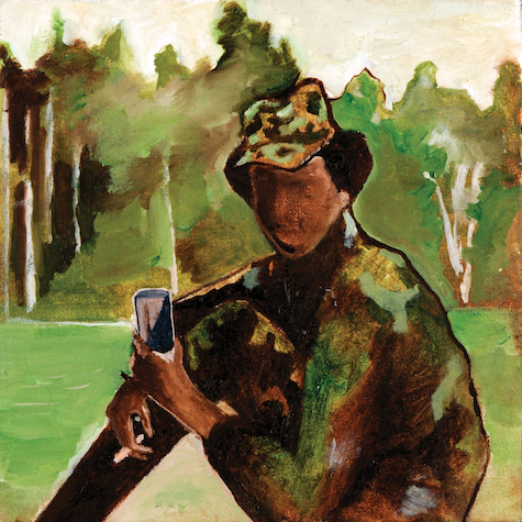 Noah Davis, Basic Training 1, 2008, oil and acrylic on canvas, 10 x 10". Courtesy of Rubell Family Collection.