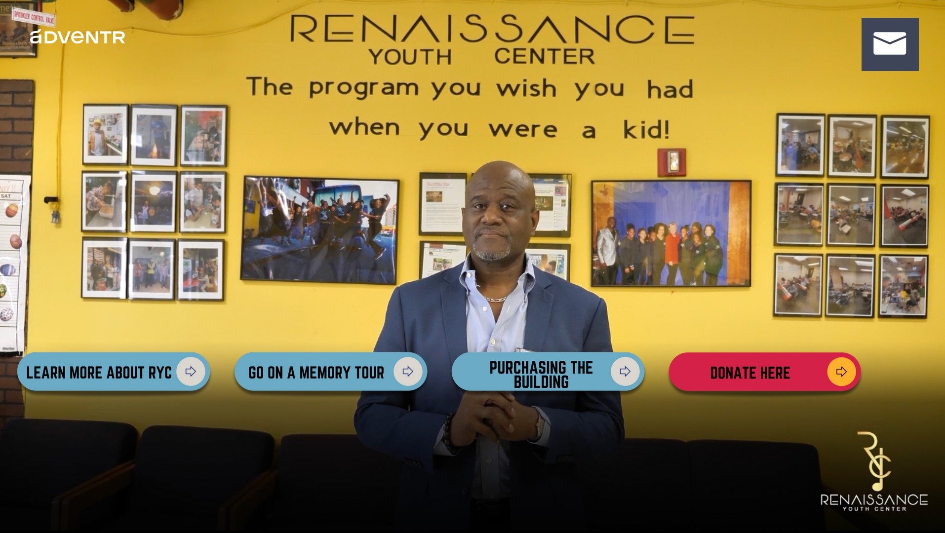 Ever wondered what makes Renaissance Youth Center so special? 🤔 Now you can experience it yourself with our interactive video! Take a virtual memory tour and learn how your contribution can help us secure our future by purchasing our building.
Vis