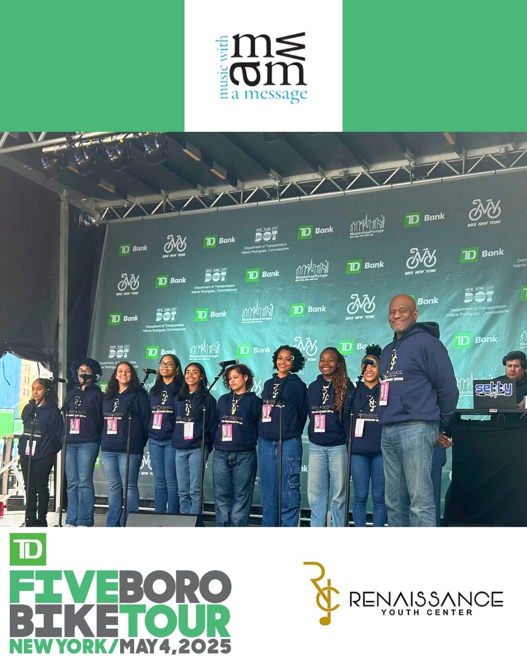 Our Music With a Message band from Renaissance Youth Center brought the house down with their National Anthem performance at the TD Five Borough Bike Tour this weekend! For 10+ years, they've been the ultimate hype crew for the riders.
Want that en