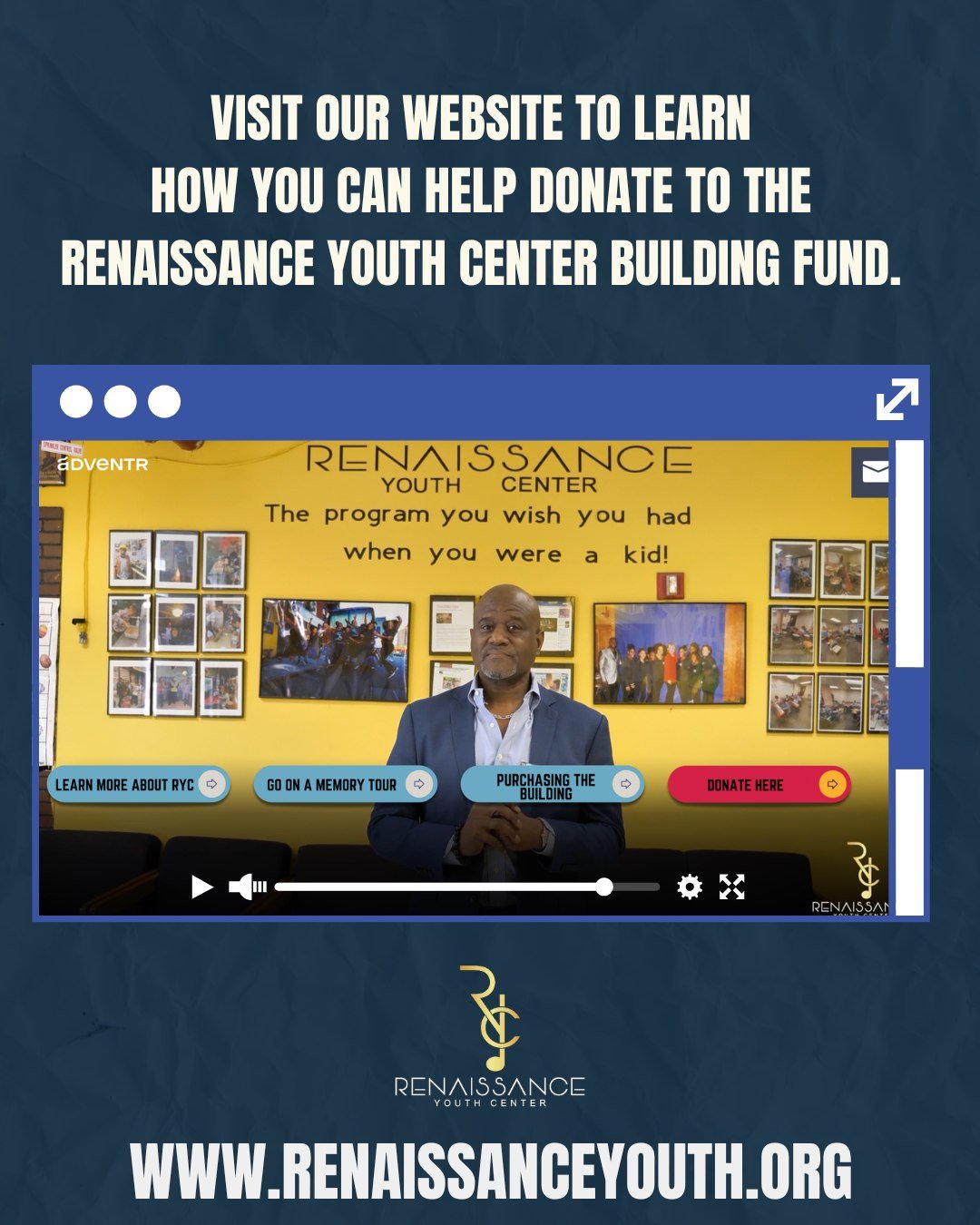 Ready to dive deeper into RYC? Head to our homepage for an interactive video experience! You'll get a virtual tour and find out how you can contribute to our goal of buying our building. Every donation helps!
Visit www.renaissanceyouth.org
#donate
