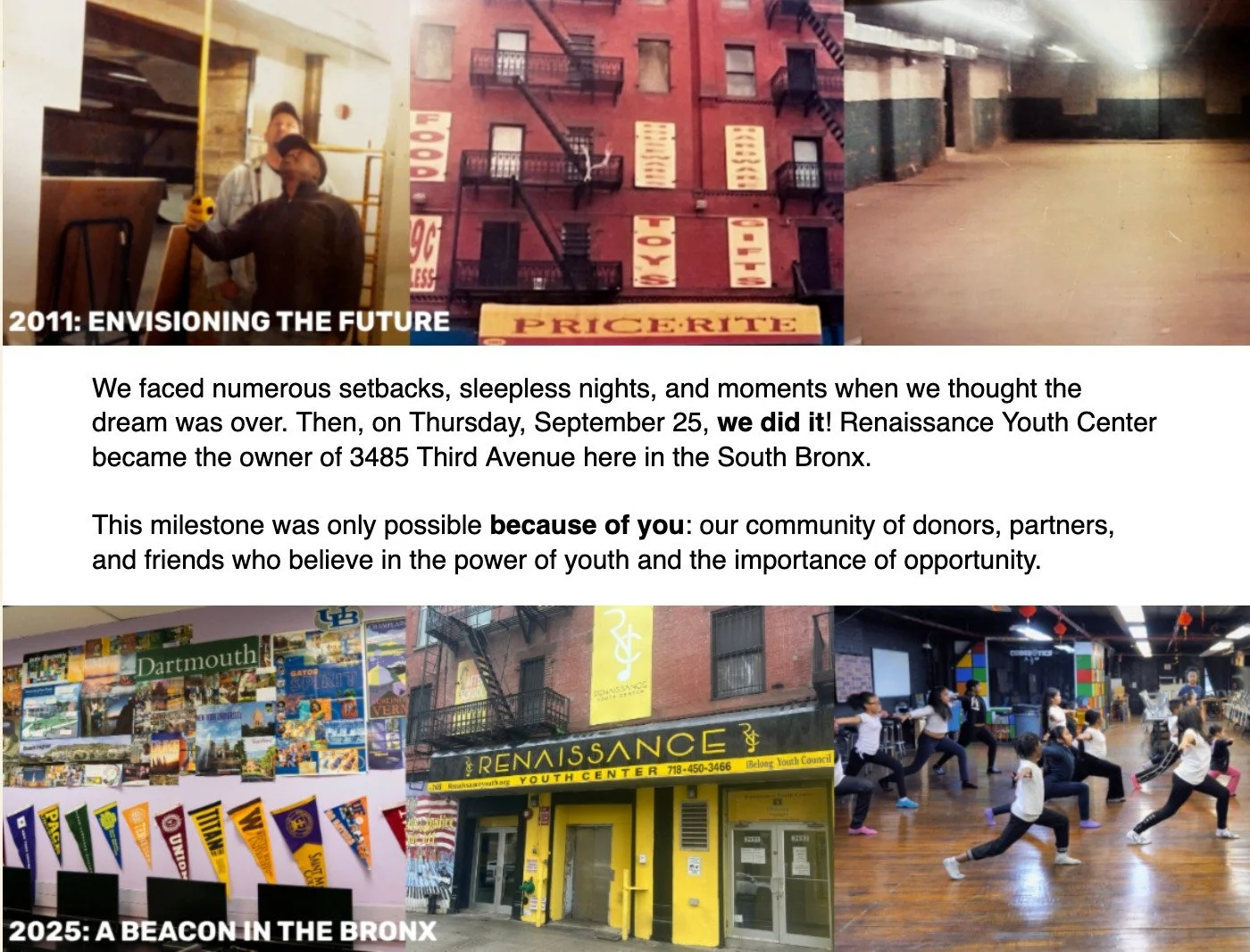 After over a decade in our South Bronx home, we’ve officially purchased 3485 Third Avenue — the building we’ve called home all these years! 
This dream came true thanks to you, our incredible community of donors, partners, and frie