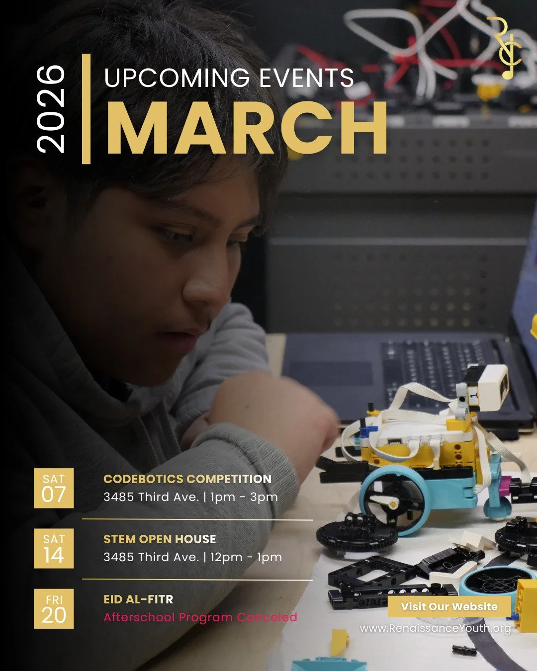 Check out our March calendar to see what&rsquo;s coming up and make sure you don&rsquo;t miss out. 

#RenaissanceYouthCenter #YouthPrograms #STEM #MusicEducation #BronxYouth #AfterSchoolPrograms