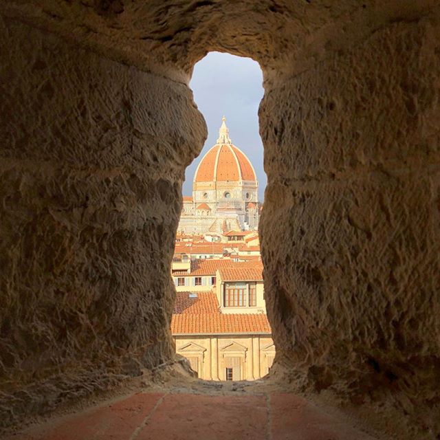 The dome of Florence Cathedral from the tower of the Vecchio Palace.