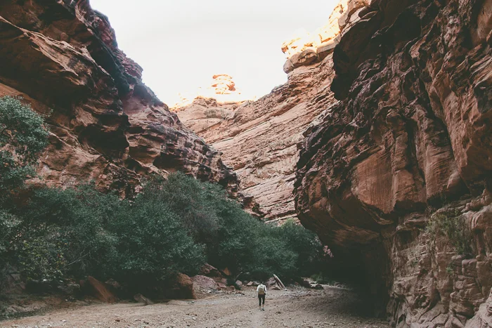 Hiking for miles upon miles through the Grand Canyon.