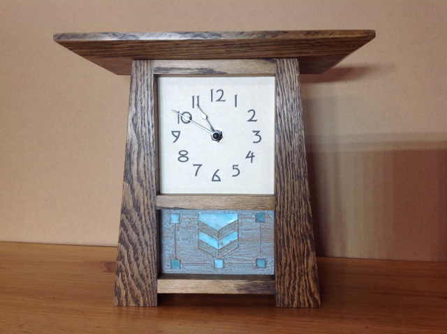Oak Clock with Copper Accents