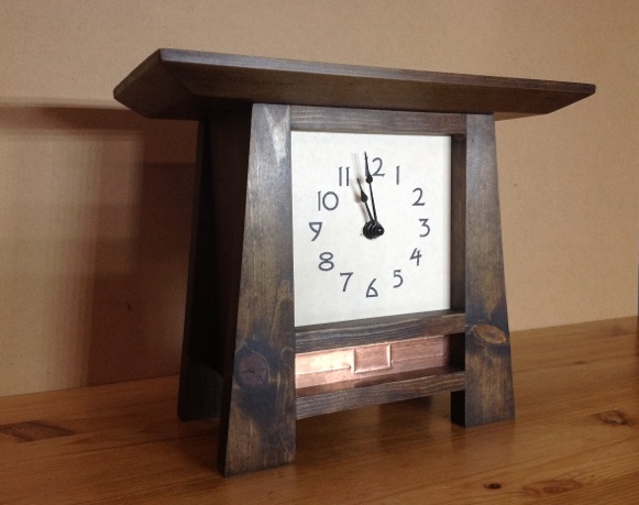 Pine Clock with Copper Accents