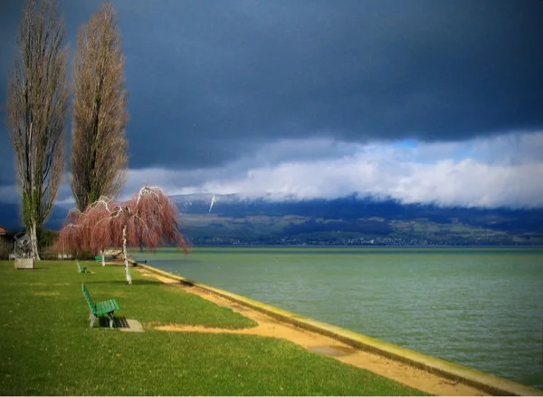 View of Lac-de-Neuchatel from Estavayer-le-Lac